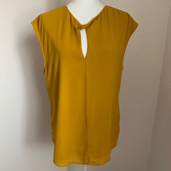 DR2 Sleeveless Keyhole Blouse Mustard Yellow L - Picture 2 of 10
